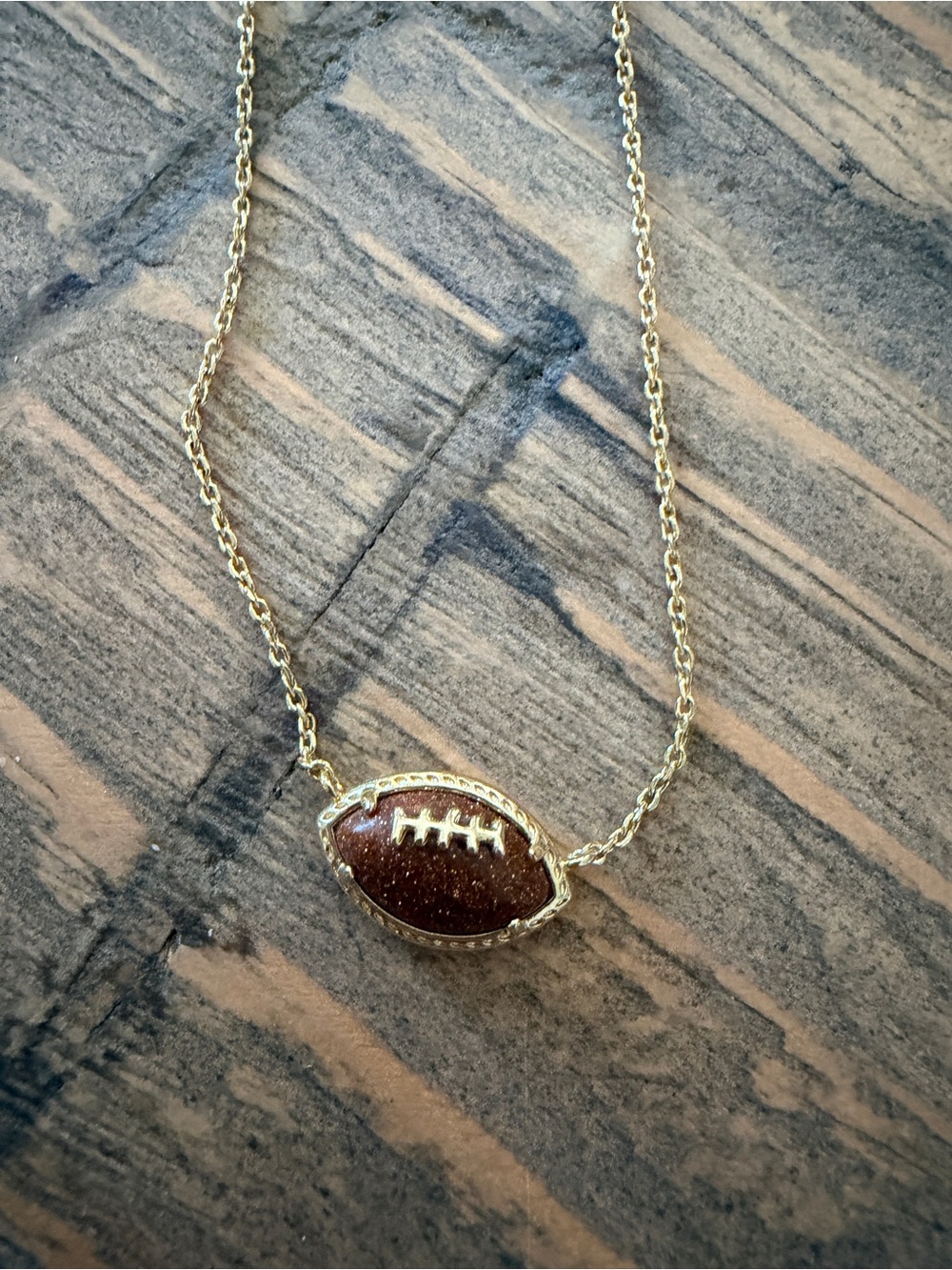 Kendra Scott Gold and Brown Football Pendant Necklace